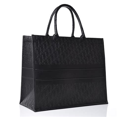 Large Dior Book Tote Black Dior Oblique Embossed Calfskin (42 